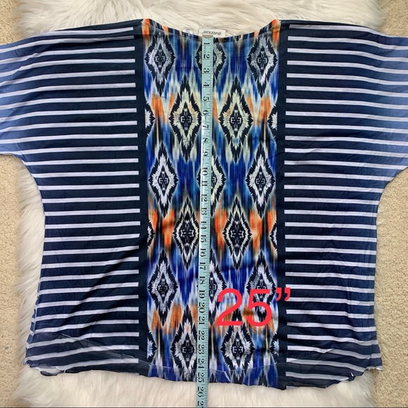 Avenue blue stripe shirt w/ ikat print 18/20 NWT plus size - Picture 7 of 8
